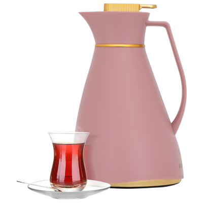 ترمس جلوري، 1 لتر، حافظة داخلية زجاج - وردي product image 1