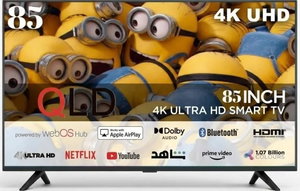 تلفزيون سمارت بدون اطار كيو ال دي، 85 بوصة، 4k UHD، شاشة QLED، نظام ويب اوس، 2 ريموت كنترول ماجيك/عادي، QLDT-85S4KW1 - اسود product image