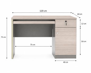 مكتب إداري خشب MDF، 120x60x75 سم - خشبي فاتح رمادي product image 2