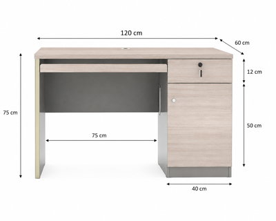 مكتب إداري خشب MDF، 120x60x75 سم - خشبي فاتح رمادي product image 2