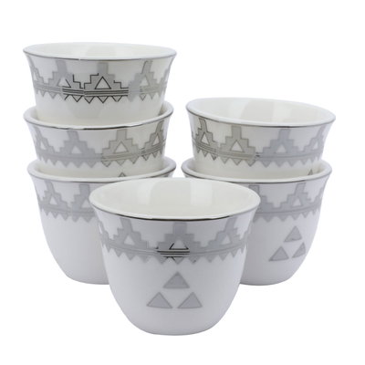 طقم فناجين قهوة عربي بورسلان البادية السيف غاليري، 12 قطعة - ابيض product image 2