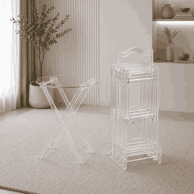 طقم طاولات اكرايلك، 4 قطع - شفاف فضي product image 1