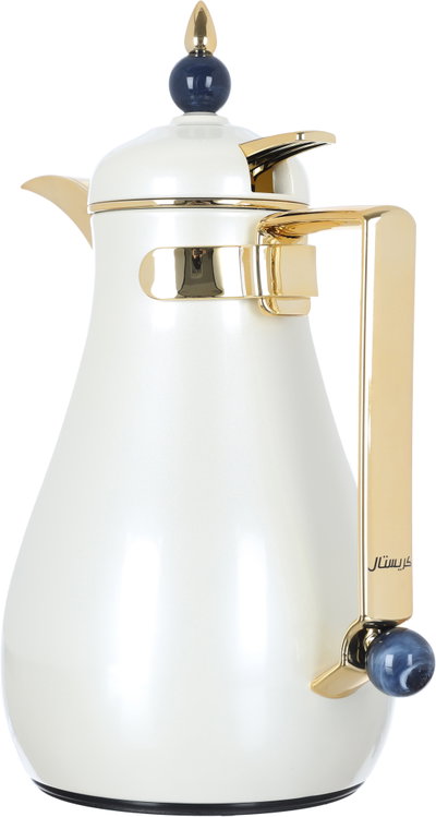 Al Saif Gallery Crystal Thermos Set, 1/0.7 litre, tofaria, thermal glass inner container, steel outer shell - pearl gold product image 7