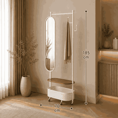 مراية ستاند زجاج، 185×70 سم، ستاند معدن - ابيض بني product image 3