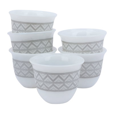 طقم فناجين قهوة عربي لمي بورسلان السيف غاليري، 6 قطع - ابيض فضي product image 2