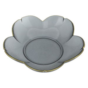 Al Saif Gallery glass serving dish, deep rose shape - transparent black product image