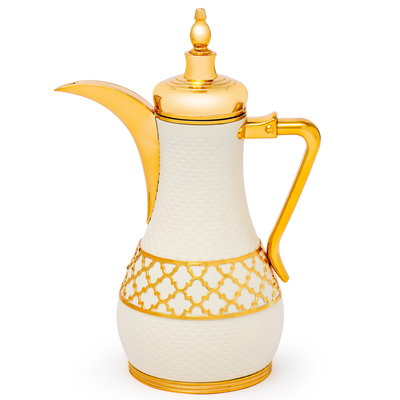 Al Saif Gallery Al-Anoud thermos set, 1/1 liter, 2 pieces, thermal glass inner shell, stainless steel outer shell - golden beige product image 3