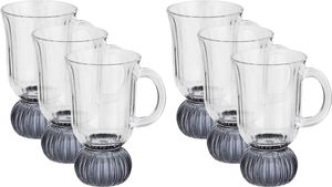 طقم أكواب زجاج السيف غاليري، 6 قطع، قاعدة أسود، مسكة يد - شفاف أسود product image