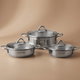 طقم قدور استيل بيكاتا تومبك كوركماز، 6 قطع، غطاء زجاج - فضي product image 1