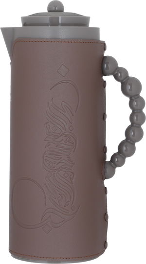 Al Saif Gallery Royal 7 glass thermos, 1 liter, with leather cover, glass inner case, plastic outer body - brown product image