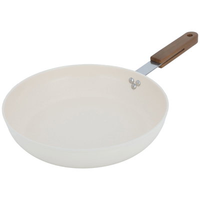 مقلاة سيراميك تورنيدو، 28 سم، يد خشبي - بيج product image 2