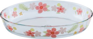 Al saif Gallery Glass Oven Tray, 3 L, Floral Pattern, 35 x 24 x 6.5 cm - Clear product image