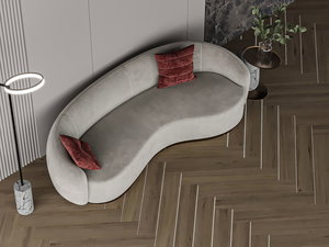 Modern Swedish wood sofa, 228x85x48 cm, Chanel fabric - light gray product image 2