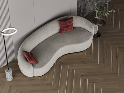 Modern Swedish wood sofa, 228x85x48 cm, Chanel fabric - light gray product image 2