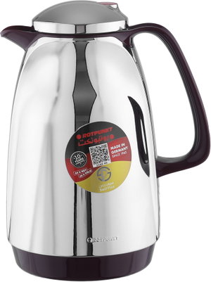 Rotpunkt Thermos, 1 liter, glass interior, burgundy handle - silver product image 2