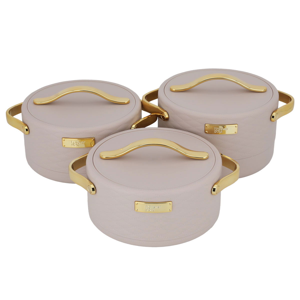 طقم حافظات طعام استيل السيف غاليري، 3 قطع - بني فاتح product image 1