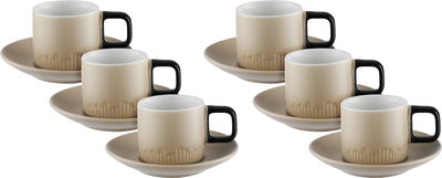 طقم فناجين قهوة تركي مع صحون بورسلان السيف غاليري، 12 قطعة، 60 مل - بيج اسود product image 1