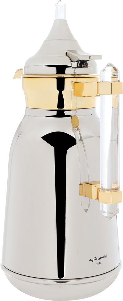 Al Saif Gallery Shahad thermos set, 1/1 liter, with transparent handle, two pieces, thermal glass inner container, steel outer shell - silver product image 5