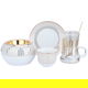 AlSeif Gallery 25-Piece Porcelain Glass Cup and Saucer Set with Incense Burner - White Gold product image 1