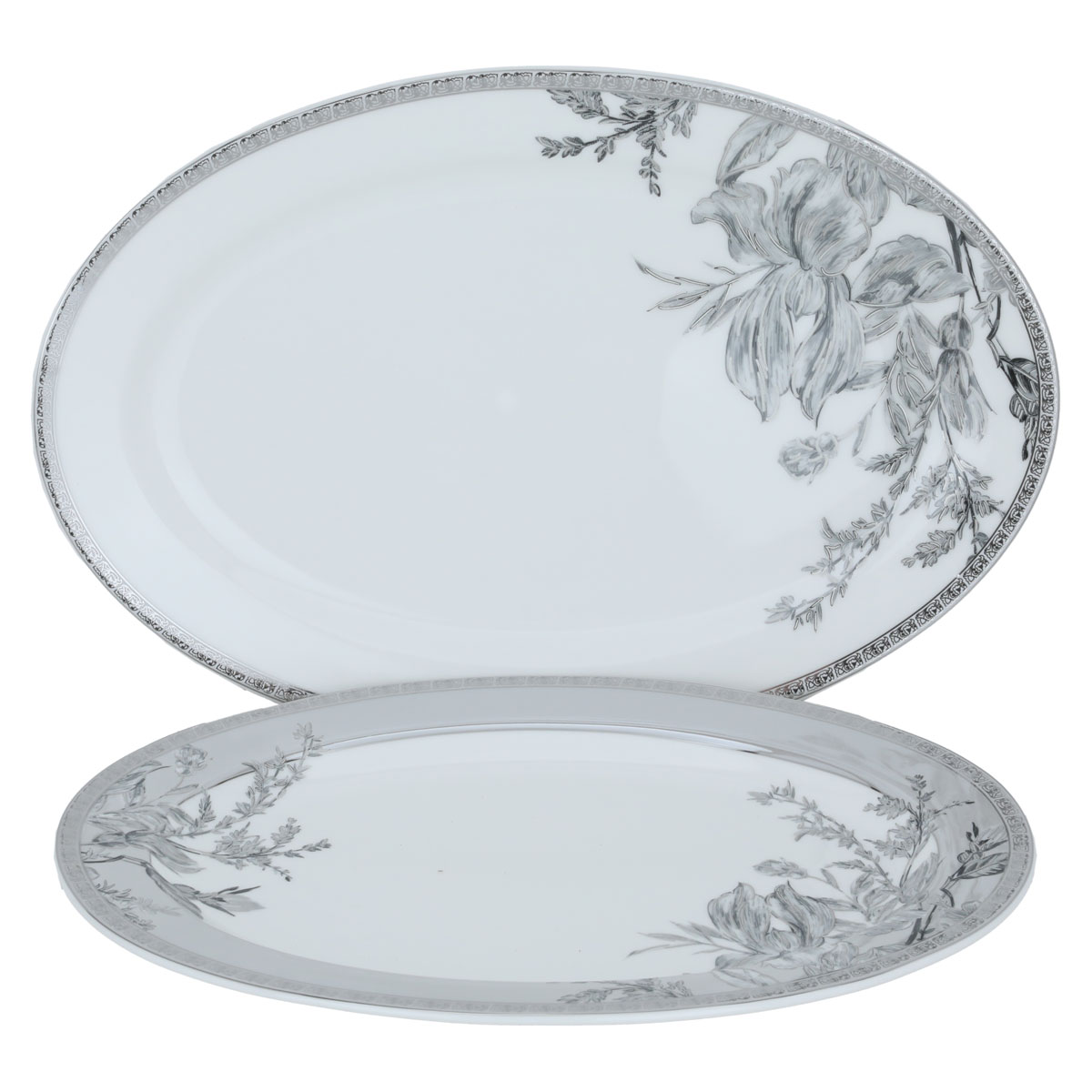 Al Saif Gallery porcelain dining set, 62 pieces, silver-white floral pattern product image 5