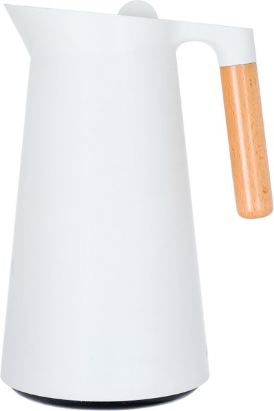ترمس ليندا تايملس، 1 لتر، يد خشبي، حافظة داخلية زجاج حراري - أبيض product image 2