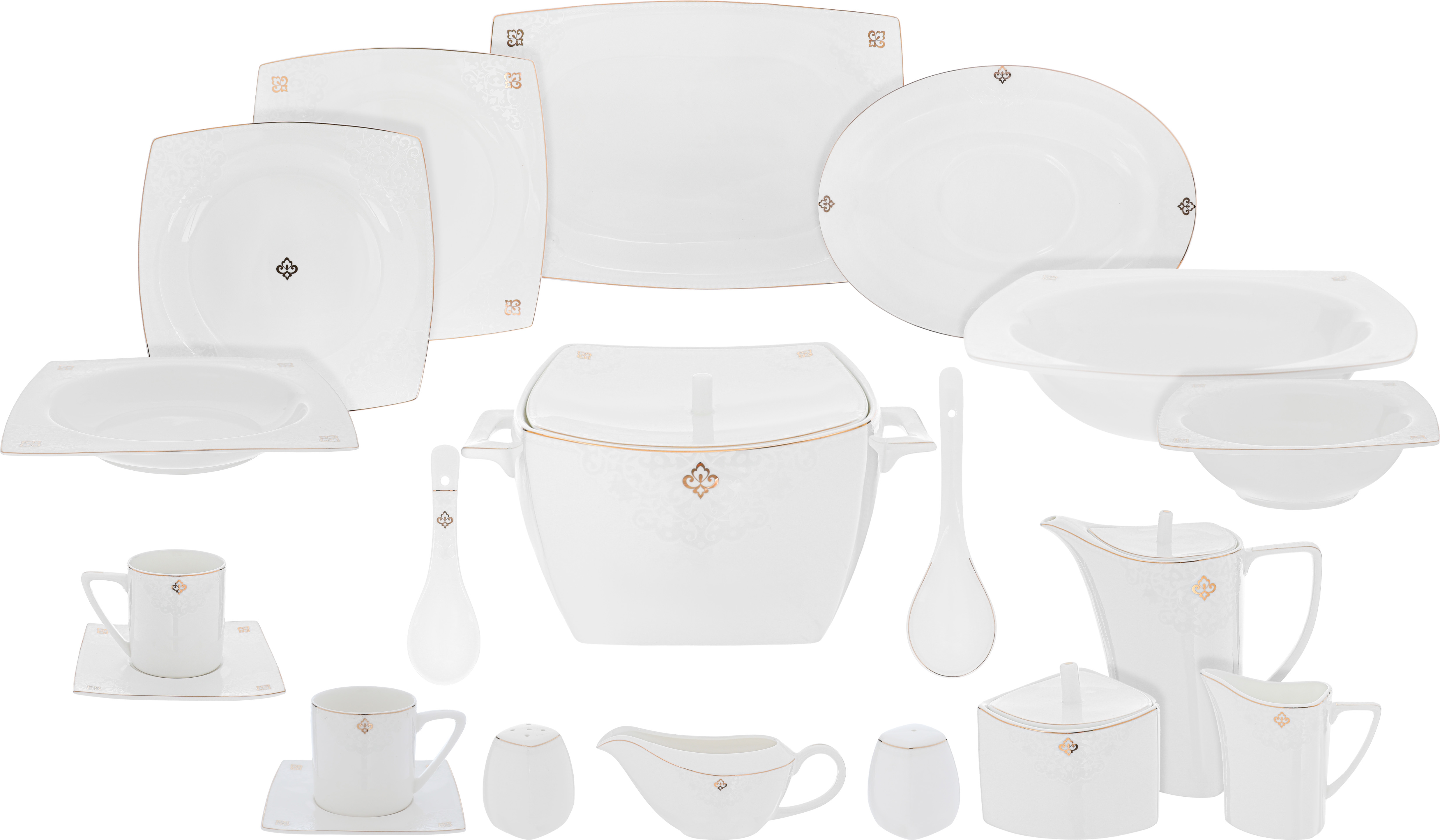 طقم سفرة بورسلان دانيا، 77 قطعة - ابيض ذهبي product image