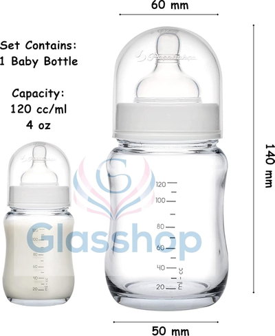 رضاعة اطفال زجاج باشاباتشي، 120 مل - شفاف product image 3