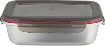 علبة تخزين ستانلس استيل الصحاح، 22x16x7 سم، غطاء بلاستيك، قفل - فضي أسود شفاف product image 1