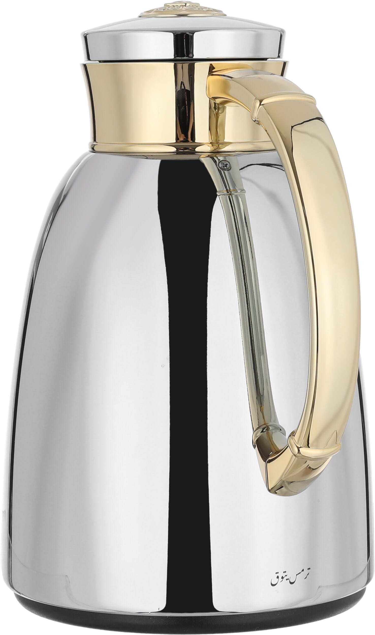 Al Saif Gallery Yatooq thermos, 1 liter, golden handle, thermal glass inner container, steel outer shell - silver product image 3