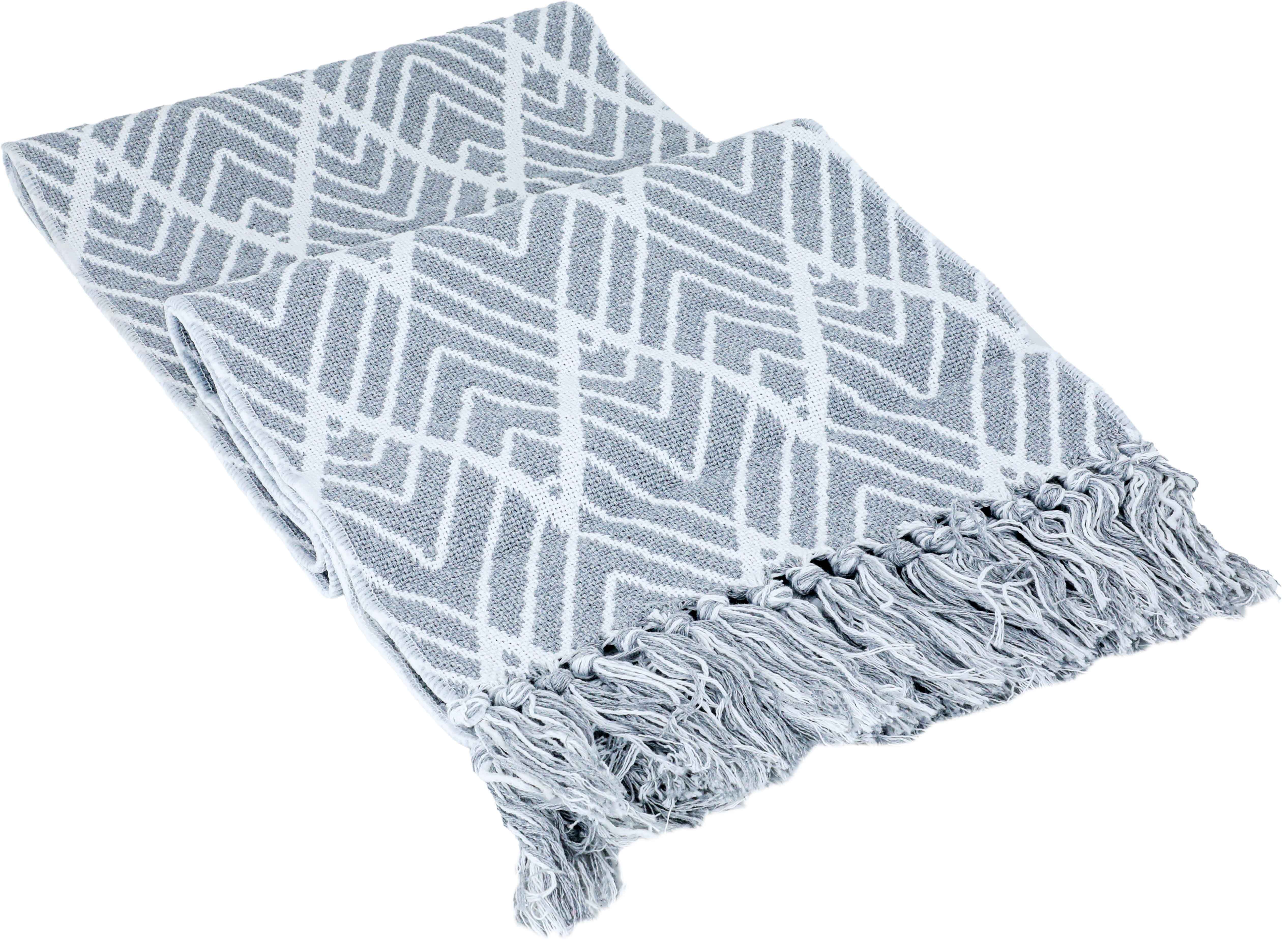 Woven Cotton Fabric Decorative Tablecloth, 32x180 cm - Gray White product image 2