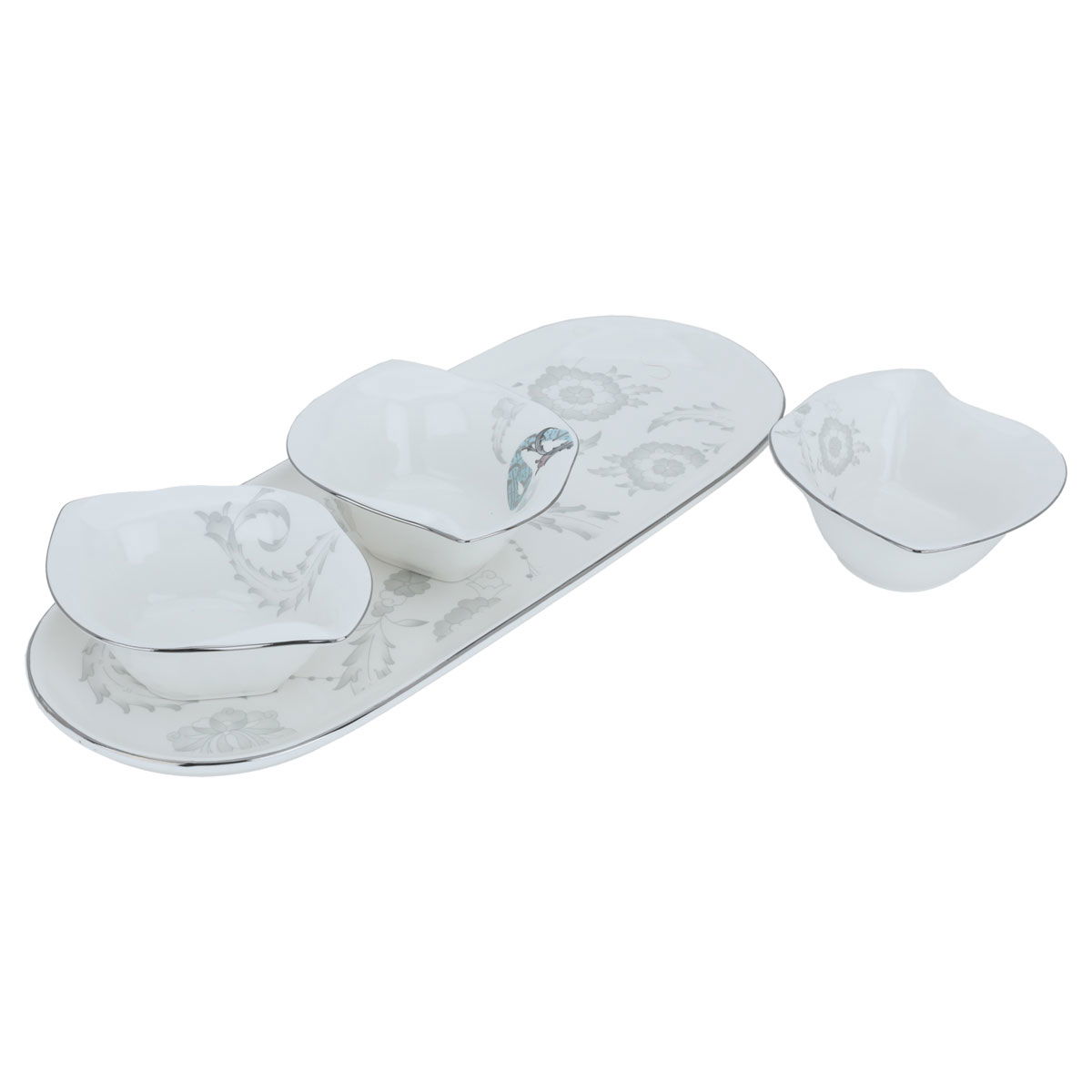 Al Saif Gallery porcelain yogurt set, oval plate, 4 pieces - white product image 2