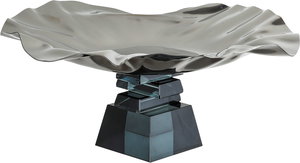 ستاند تقديم ستانلس استيل السيف غاليري، 30x30x13 سم، قاعدة مربع زجاج، مموج - أسود product image 2