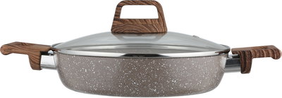 طقم قدور جرانيت روكي، 9 قطع، مسكة يد خشبي، غطاء زجاج - بني product image 10