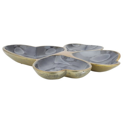 Al Saif Gallery Porcelain Serving Plate, 34x32x3.8 cm, divided - Dark Gray product image 2