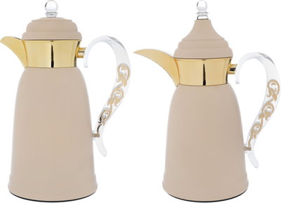 Al Saif Gallery Qamar thermos set, 1 liter, thermal glass inner container, steel outer shell - beige product image 2
