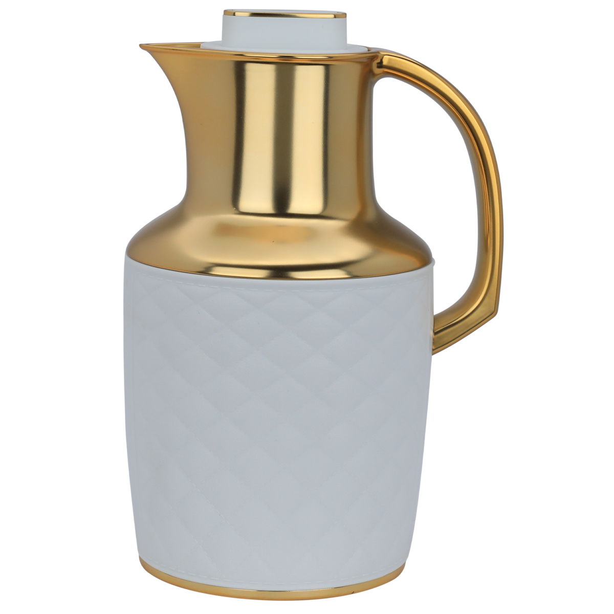 ترمس لارا تايملس، 1 لتر، حافظة داخلية زجاج، هيكل خارجي بلاستيك - أبيض ذهبي product image 1