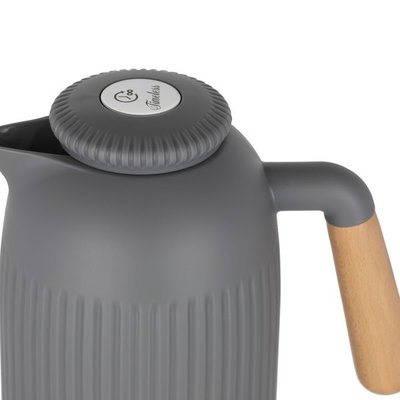 ترمس جايدا تايملس، 1 لتر، يد خشب، حافظة داخلية زجاج حراري - رمادي غامق product image 4