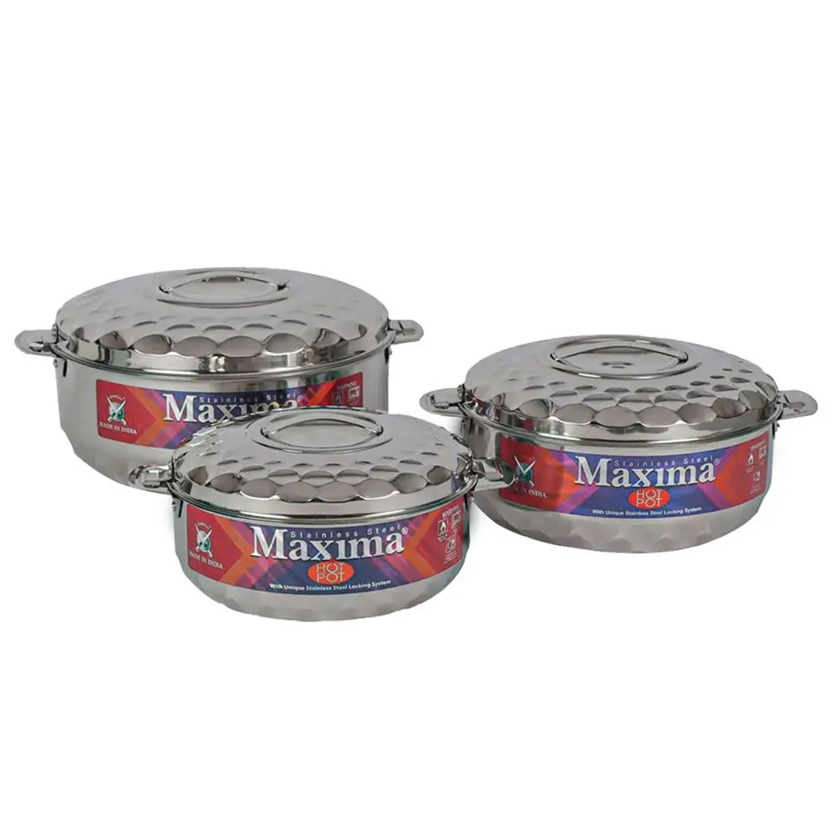 Al Saif Gallery Steel Food Container Set, 3 Pieces - Silver product image