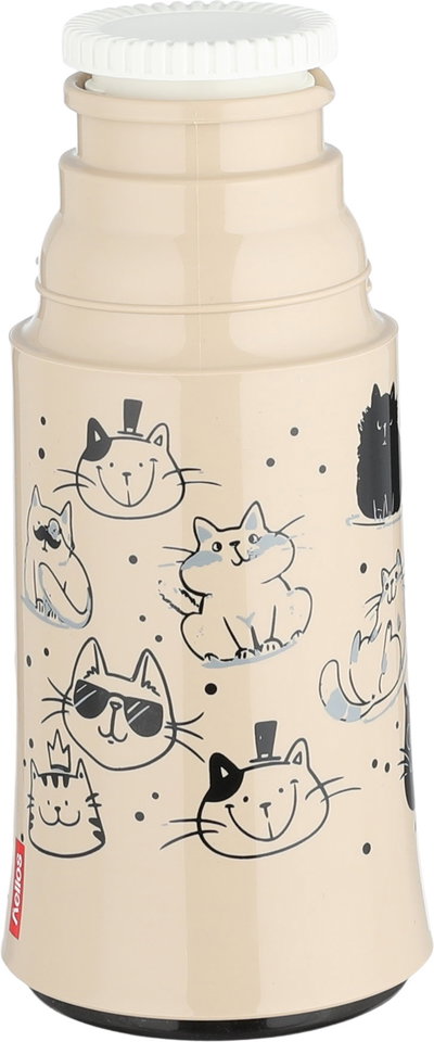 Helios Thermos, 0.25 Liter, Glass Interior, Cat Pattern - Beige Black product image 4