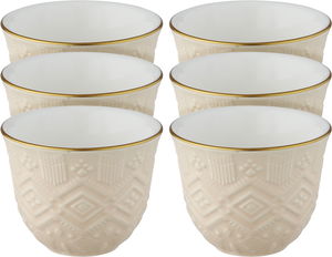 طقم فناجين قهوة سعودي بورسلان السيف غاليري، 6 قطع، منقوش - بيج product image