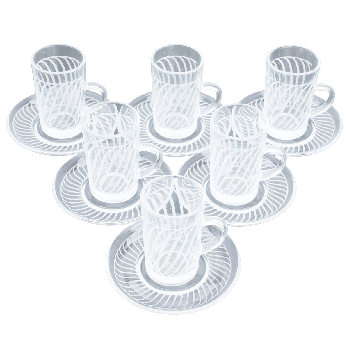 Al Saif Gallery glass jars and saucer set, 12 pieces, engraved white - transparent product image
