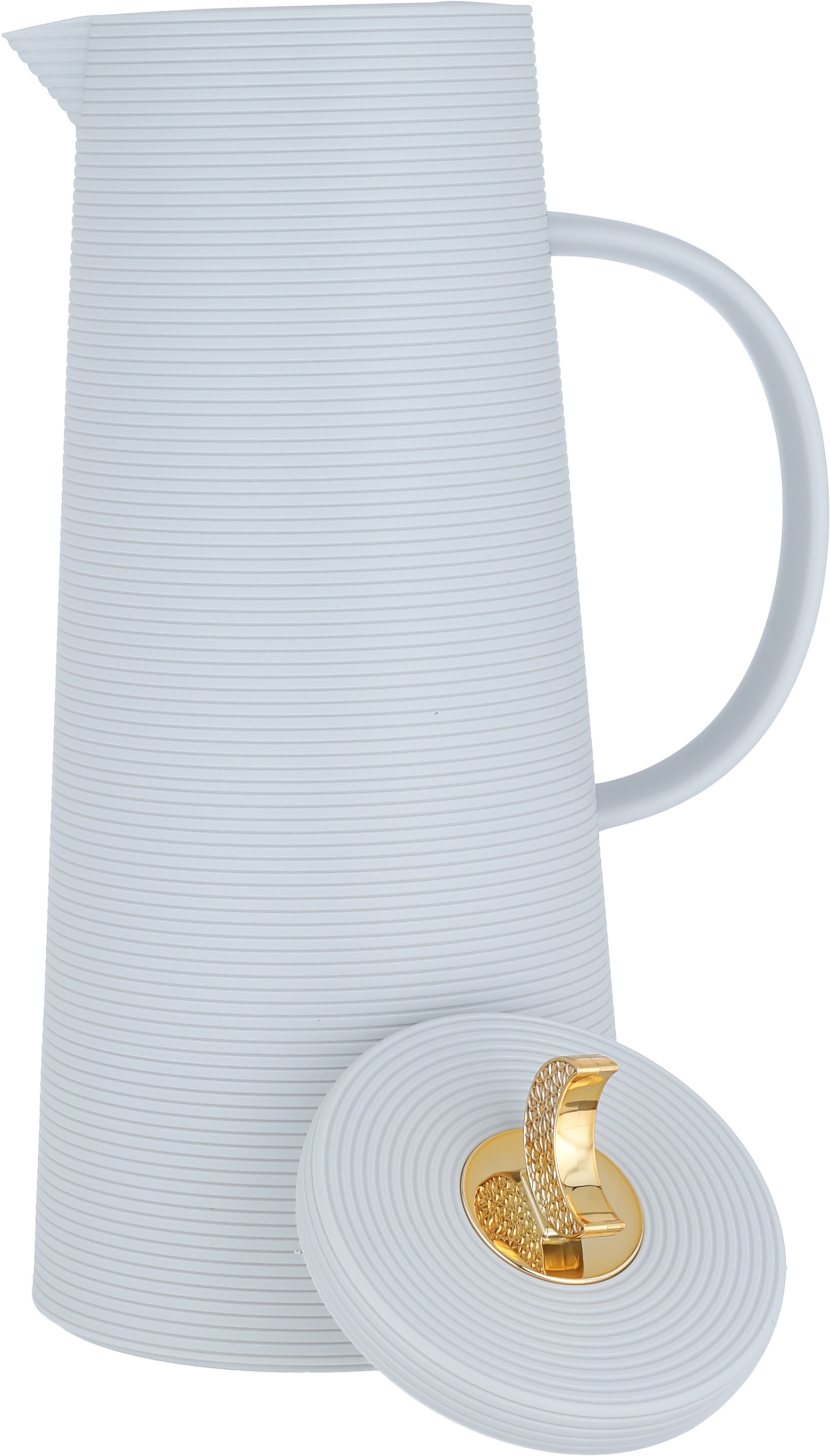 Al Saif Gallery Royal 8 thermos crescent lid, 1 liter, glass inner container, plastic outer shell - light gray product image 4