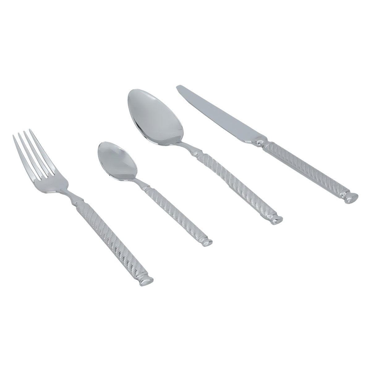 Al Saif Gallery steel spoon set, engraved, 24 pieces - silver product image