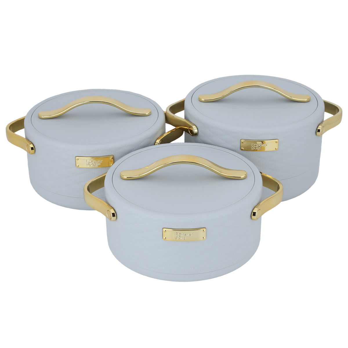 Al Saif Gallery Steel Food Container Set, 1.5+2+2.5 Liters, 3 Pieces - White product image
