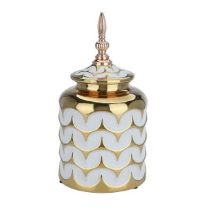 Rwad Alailah porcelain ornamental masterpiece, cylindrical with a lid - white gold product image
