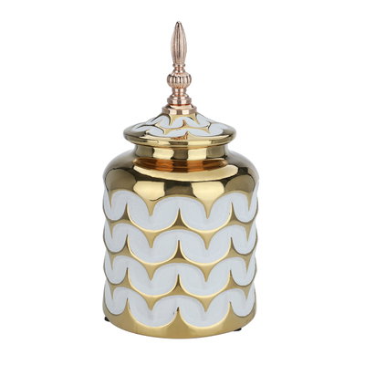 Rwad Alailah porcelain ornamental masterpiece, cylindrical with a lid - white gold product image 1