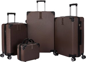 طقم شنط سفر ABS ليمرا، 4 مقاسات، 4 عجلات، زاويه 360 درجة، OT-3082 - بني product image