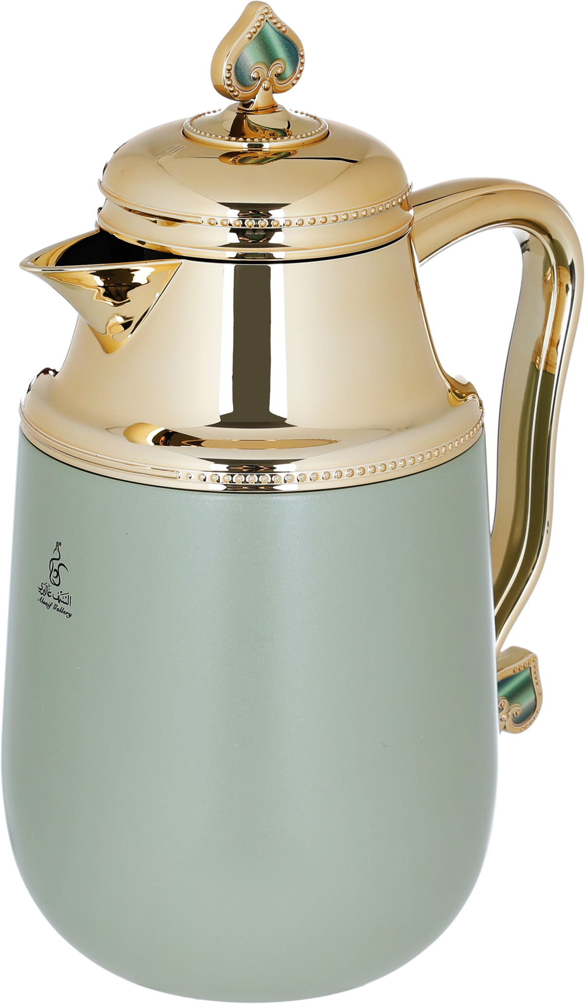 Al Saif Gallery Fatima thermos set, 1/0.7 liter, two pieces, thermal glass inner container, steel outer shell - light green product image 7