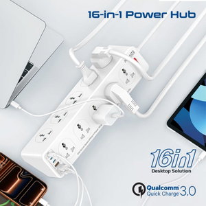 موزع طاقة بروميت باور ماتريكس2-5M، كابل 5 متر، 16 منفذ، 2500 واط - ابيض product image 2