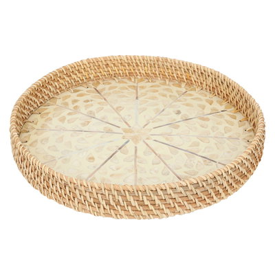 Al Saif Gallery wicker tofir, 37x37x5 cm, round, medium - beige product image 2